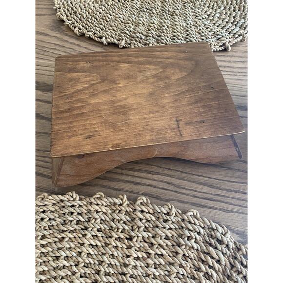 Vintage Wood Bread Basket With Handles Carved Give Us This Day Our Daily Bread - Picture 3 of 5